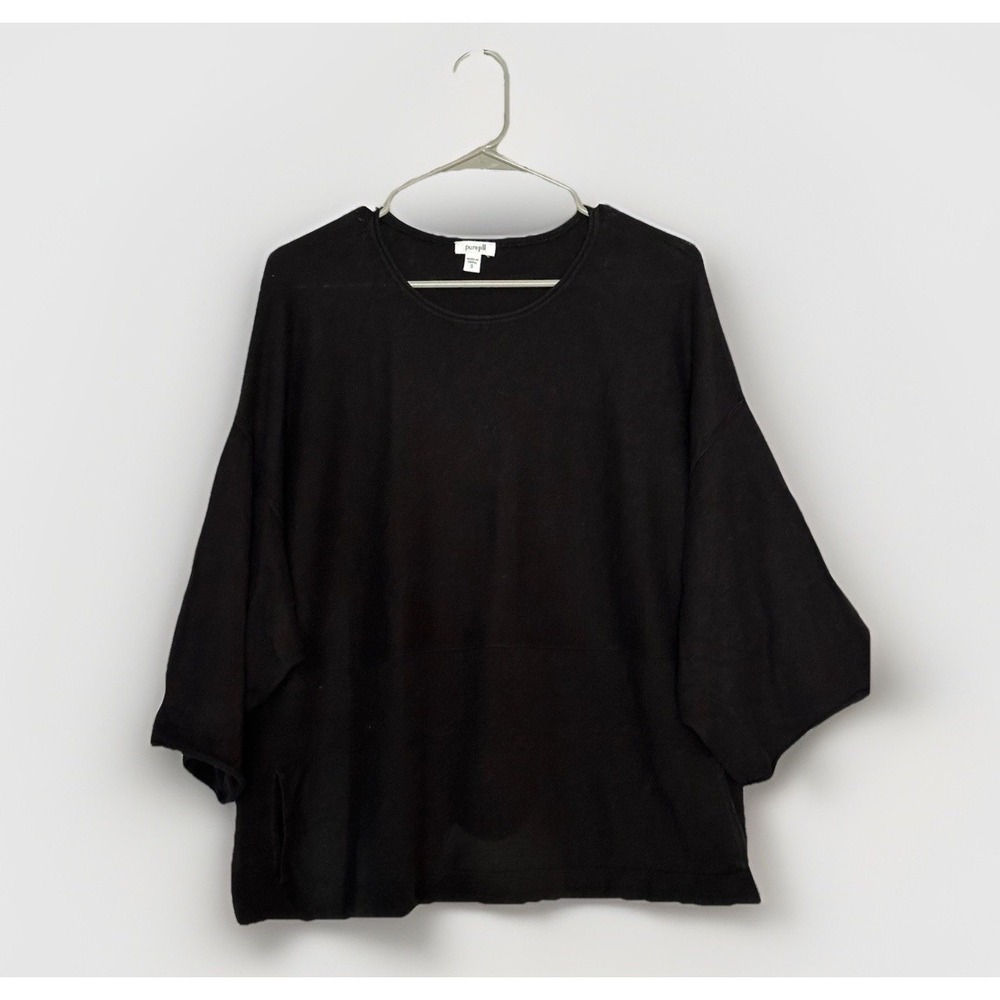 Pure‎ Jill Cashmere Blend Boxy Crop Top Womens Small Black Minimalist Luxe Soft